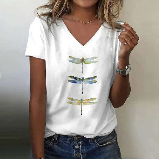 Lovaé™ | Sommerligt og Komfortabelt T-shirt med Libeller