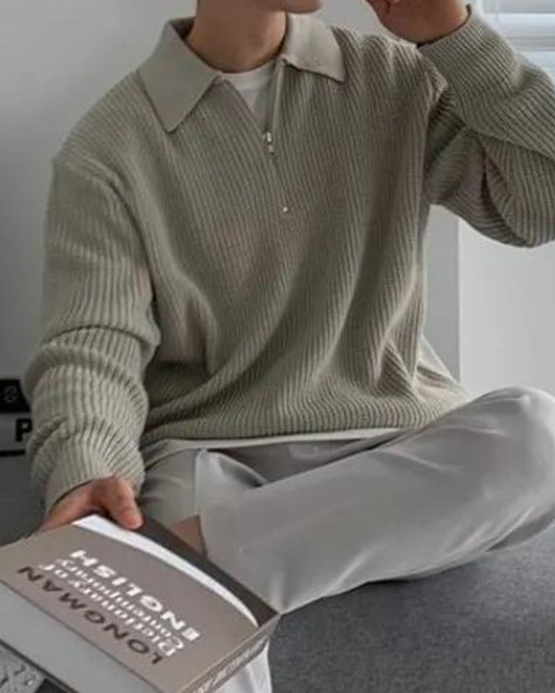 Cesare sweater med halv lynlås