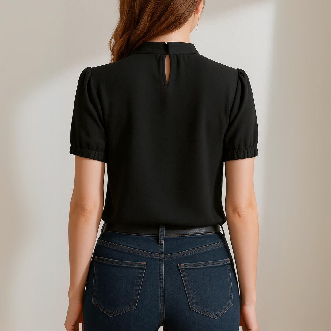 Lovaé™ | Plisseret Cold Shoulder Bluse