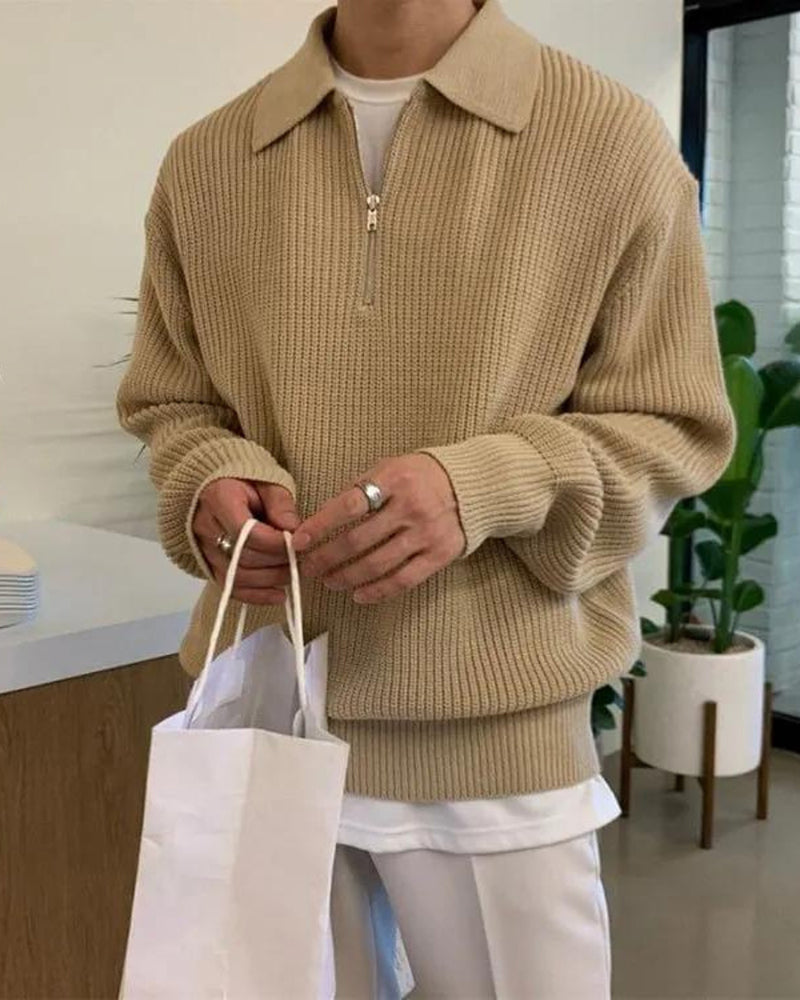 Cesare sweater med halv lynlås