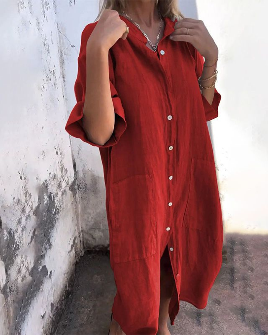 Lovaé™ | Ibiza Stil Casual Skjortekjole
