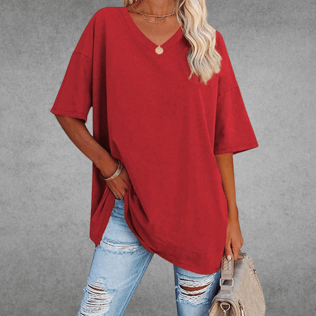 Lovaé™ | Stilfuld Oversized V-Neck T-shirt