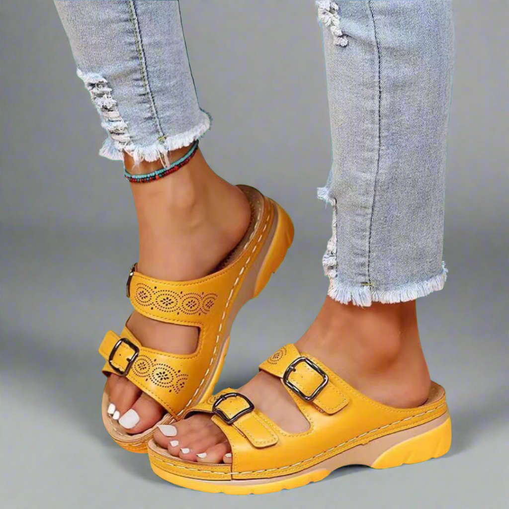 Lovaé™ | Wedge Sandaler med Dobbeltremme – Komfortable og Stilfulde