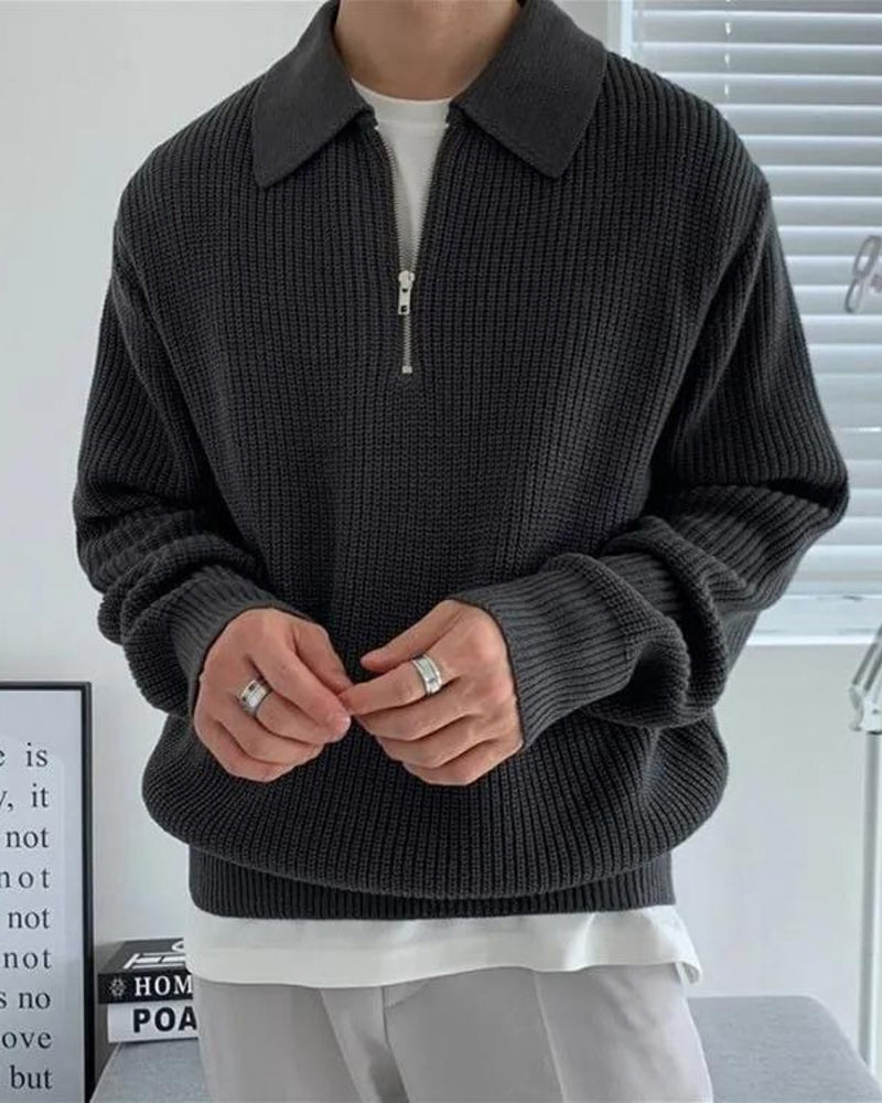 Cesare sweater med halv lynlås