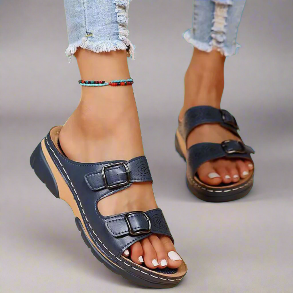 Lovaé™ | Wedge Sandaler med Dobbeltremme – Komfortable og Stilfulde