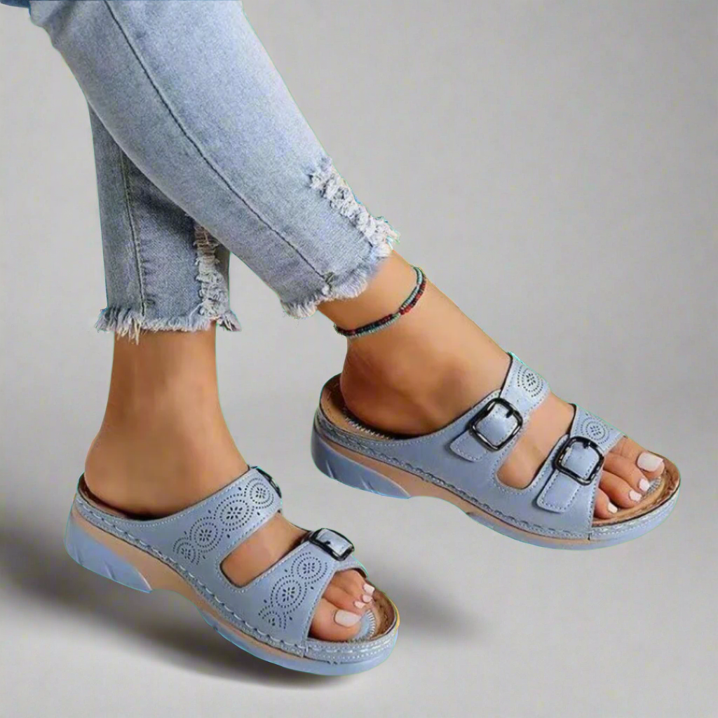 Lovaé™ | Wedge Sandaler med Dobbeltremme – Komfortable og Stilfulde