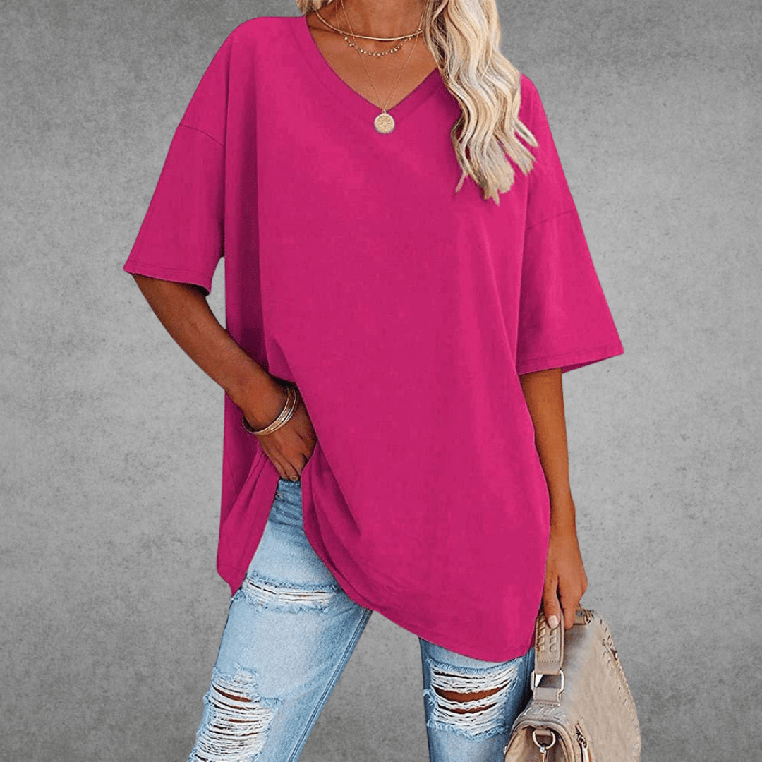 Lovaé™ | Stilfuld Oversized V-Neck T-shirt