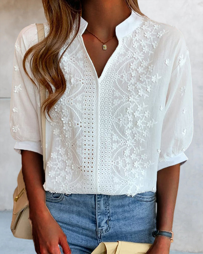 Lovaé™ | Let og Elegant Bluse med Pufærmer