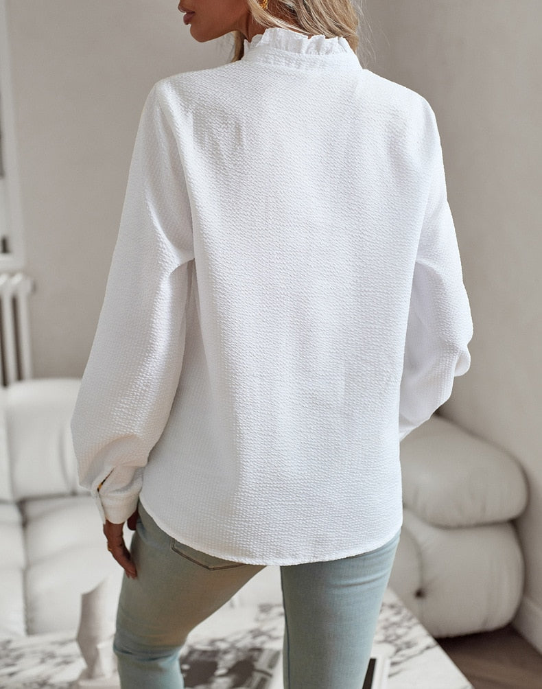 Lovaé™ | Stilfuld Flæset Knapbluse