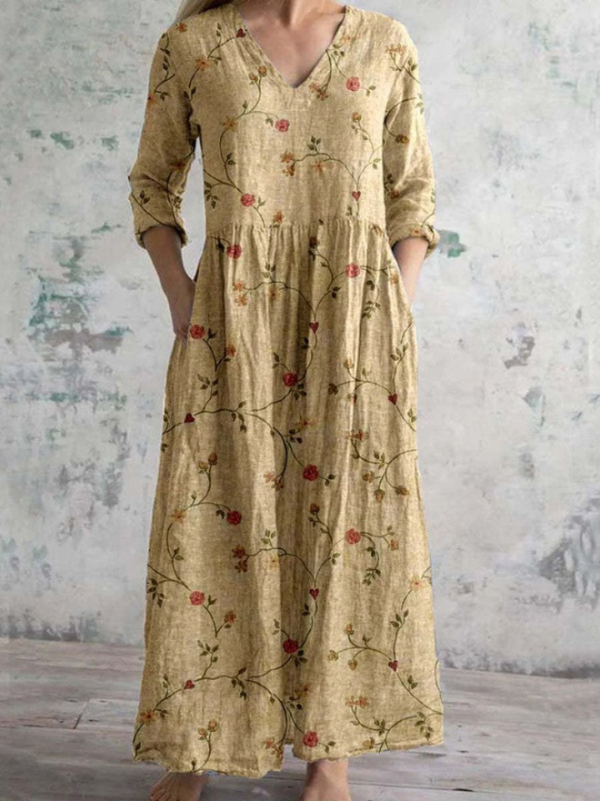 Celestine | Maxikjole med vintageblomstret print