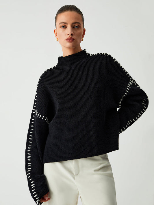 Lovaé™ | Rullekravesweatshirt med syningsdetaljer