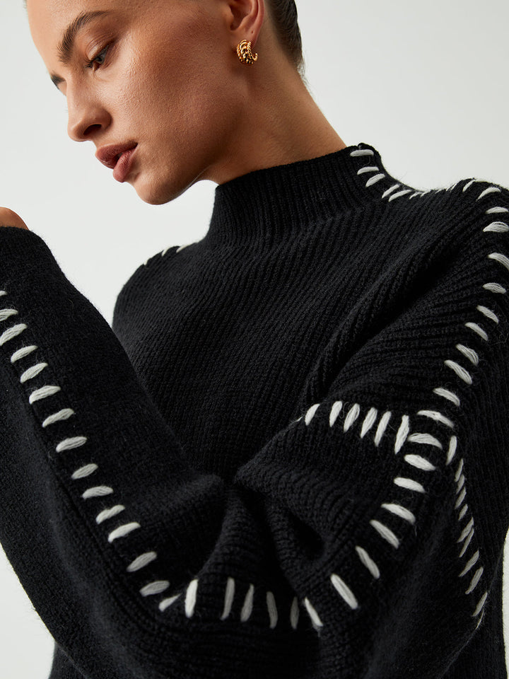 Lovaé™ | Rullekravesweatshirt med syningsdetaljer