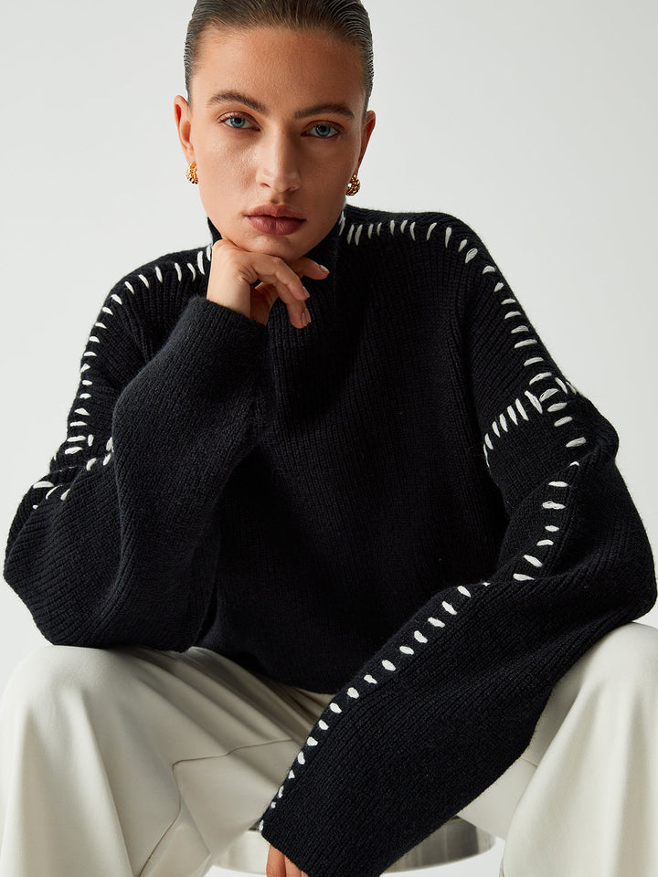 Lovaé™ | Rullekravesweatshirt med syningsdetaljer