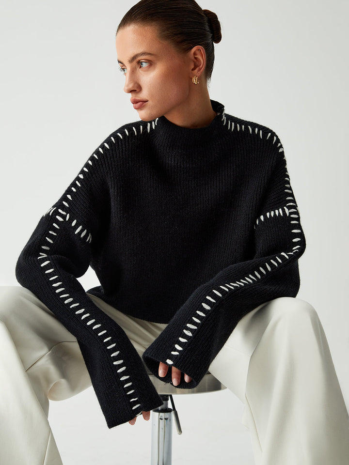 Lovaé™ | Rullekravesweatshirt med syningsdetaljer