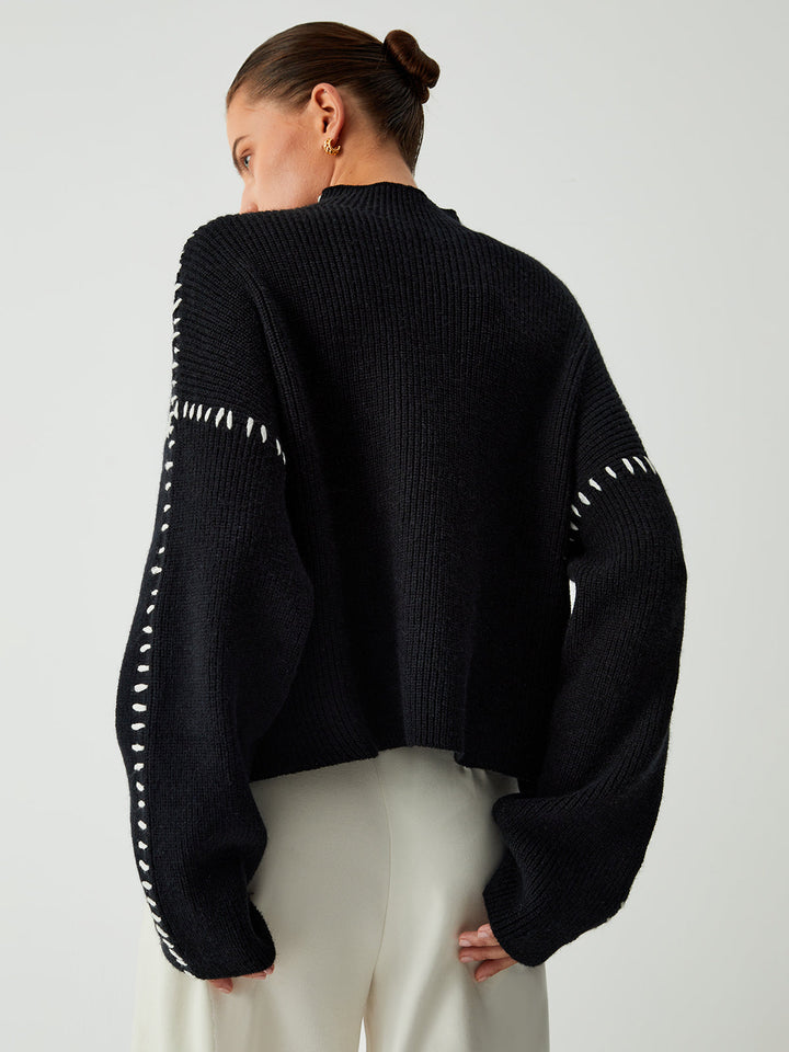 Lovaé™ | Rullekravesweatshirt med syningsdetaljer
