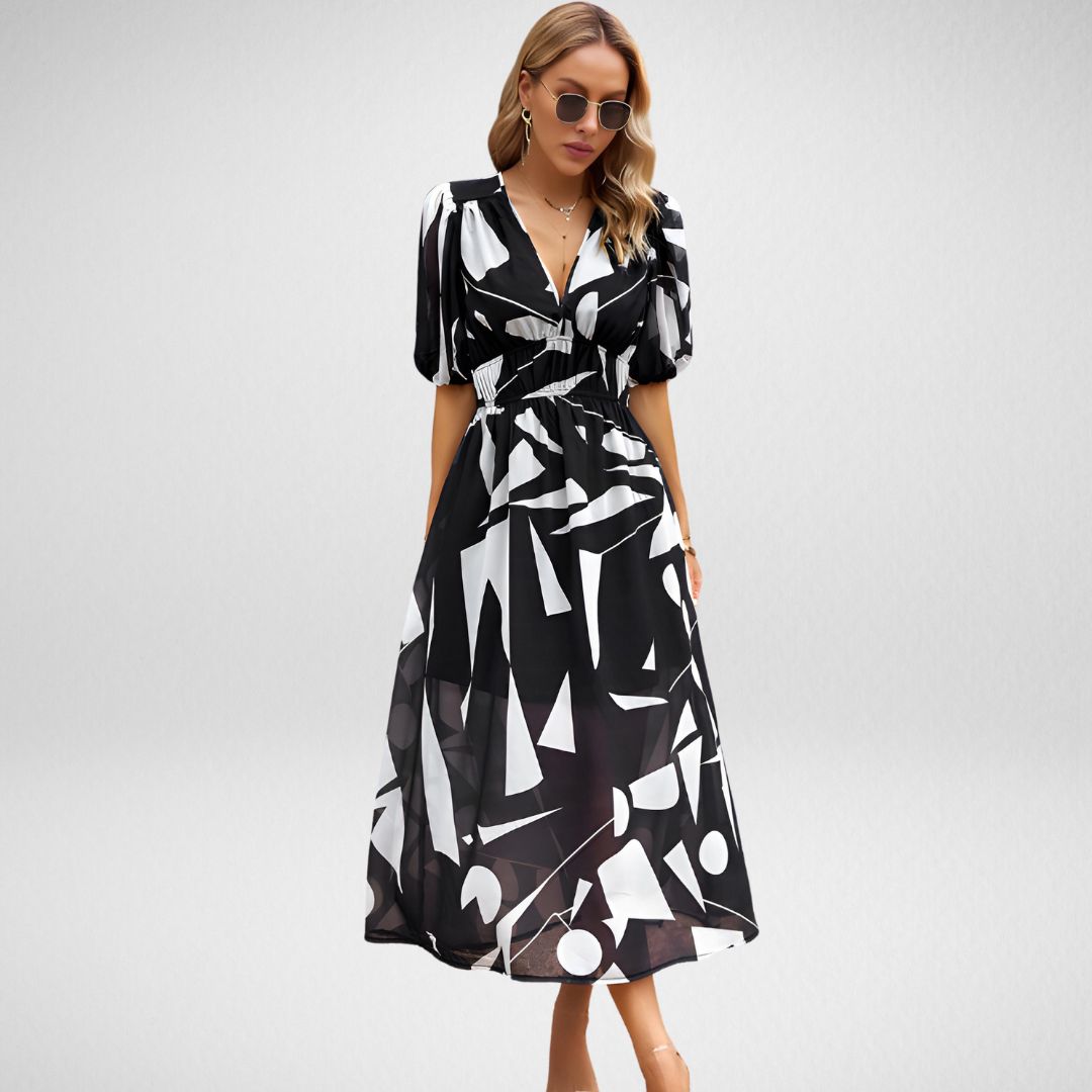 Lovaé™ | Stilfuld Geometrisk Print Kjole