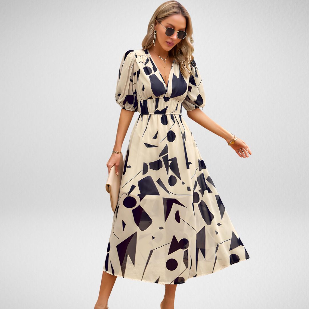 Lovaé™ | Stilfuld Geometrisk Print Kjole