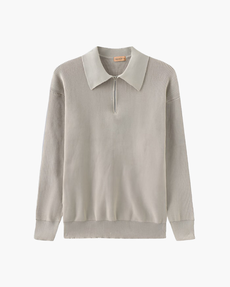 Cesare sweater med halv lynlås