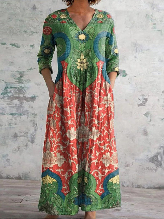 Celestine | Maxikjole med vintageblomstret print