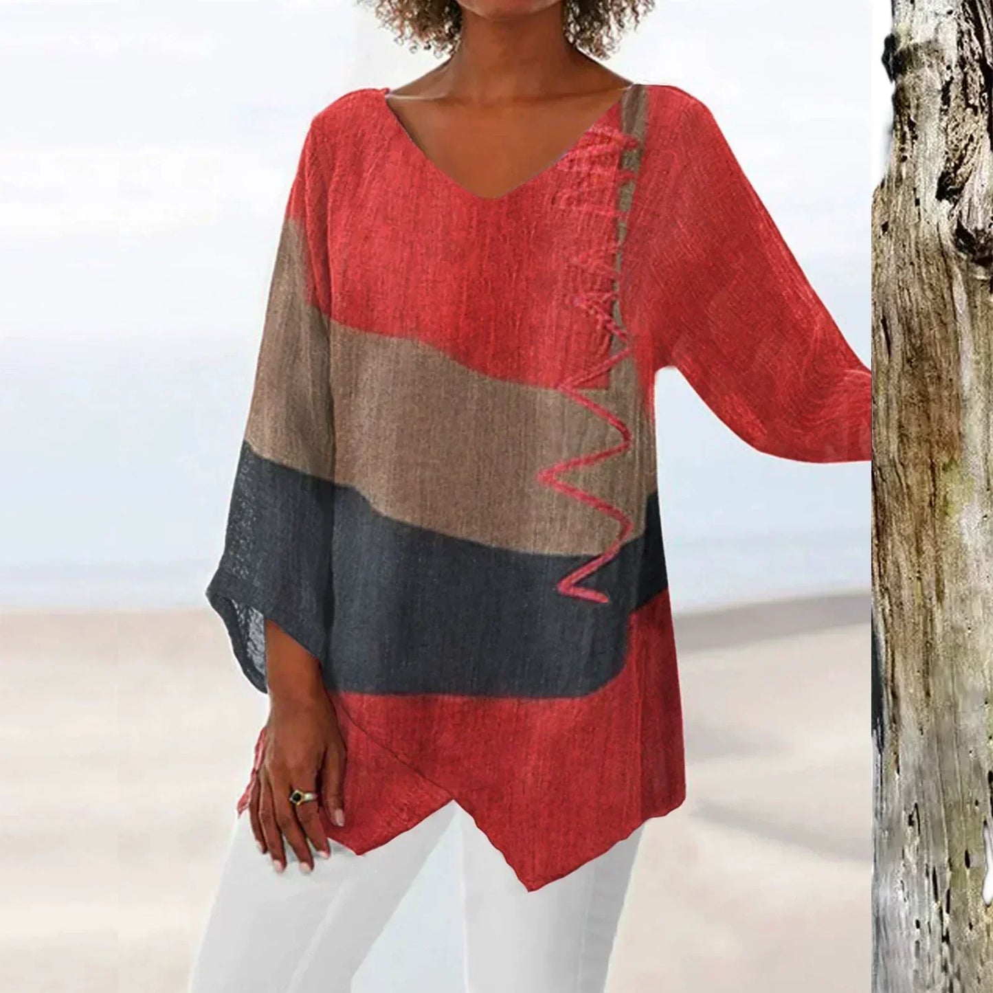 Lovaé™ | Stilfuld V-hals Color Block Top