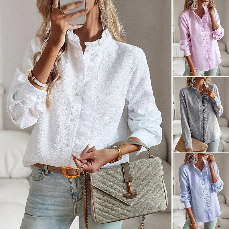 Lovaé™ | Stilfuld Flæset Knapbluse