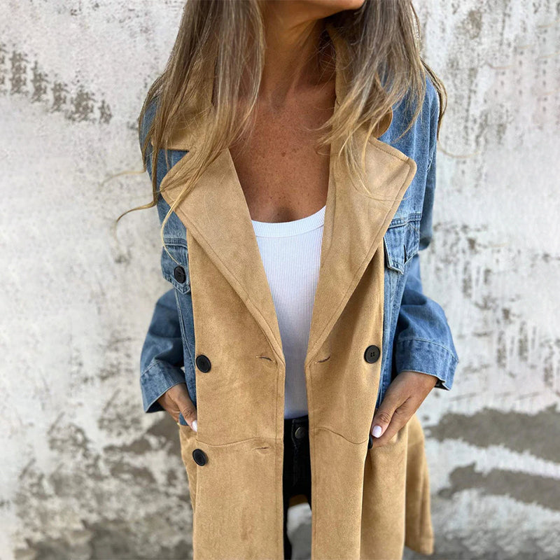 Lovaé™ | LongCoat: Mellemlang Trenchcoat Med Stilfuld Krave Og Lommer