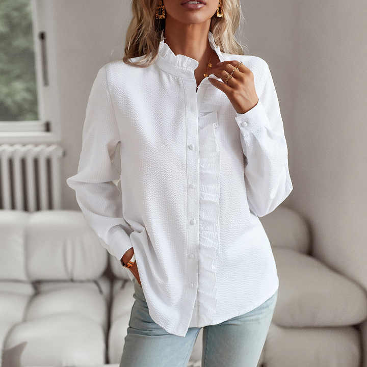 Lovaé™ | Stilfuld Flæset Knapbluse
