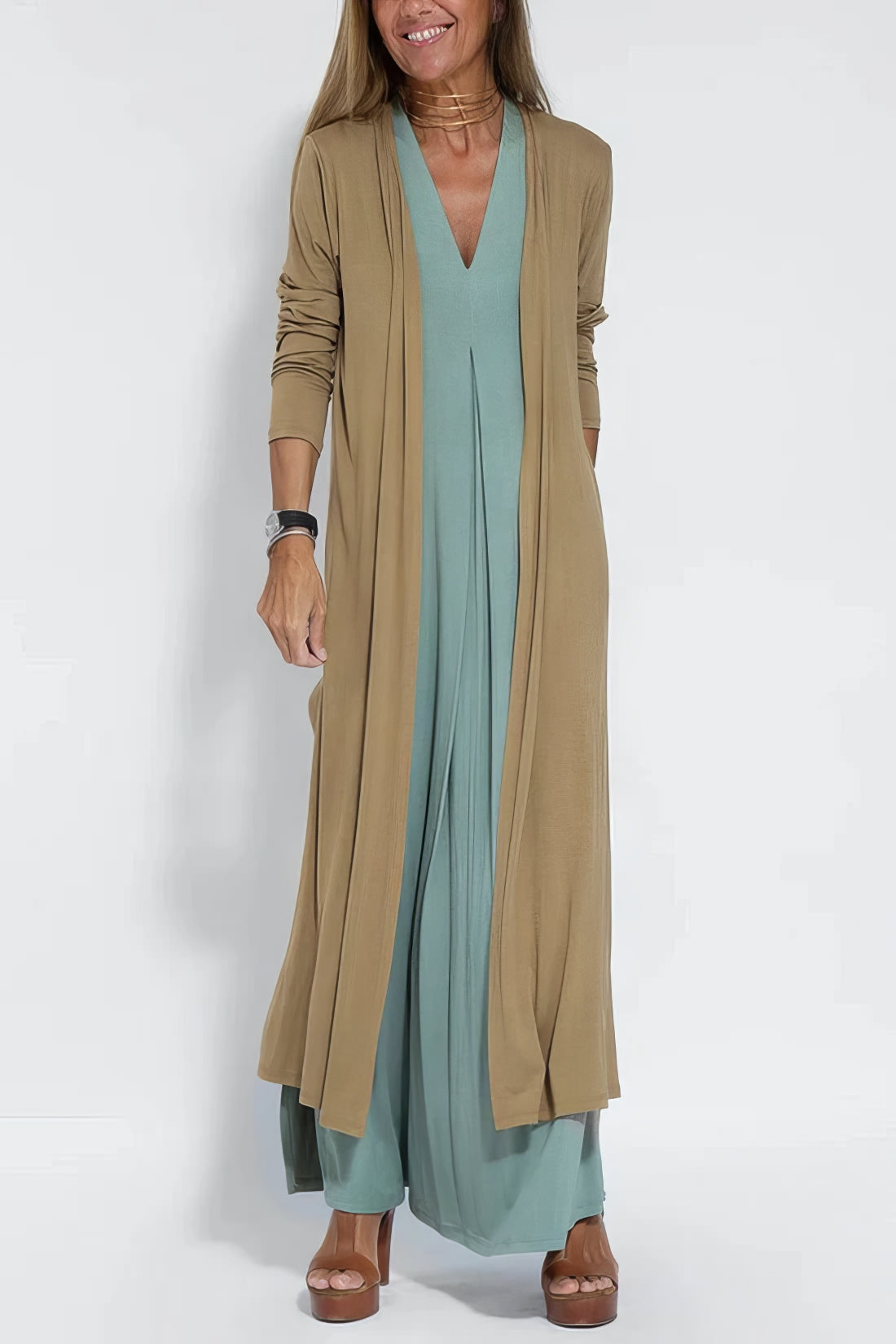 Lovaé™ | Elegant langt kjole med matchende cardigan som gave